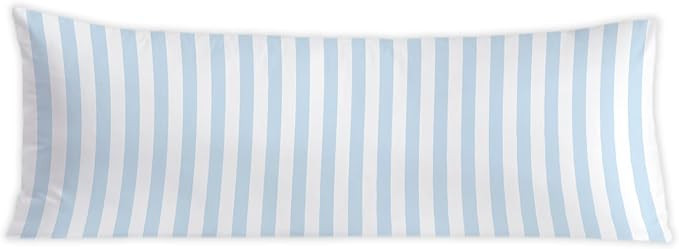 Light Blue Striped 20x54 Body Pillow Cover, Preppy Room Dorm Decor, Blue and White Line Coastal D... | Amazon (US)