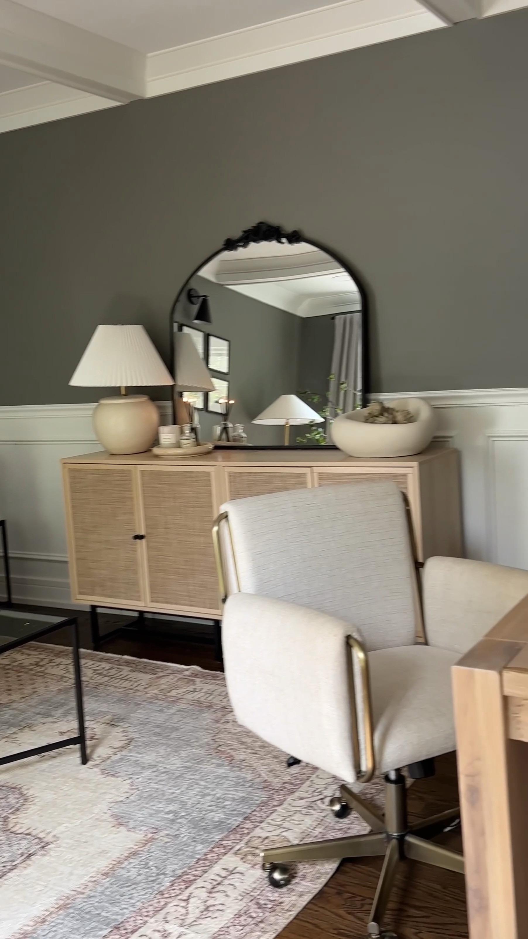 Our cozy home office! I often get asked what’s on the other side of our sofa, and it’s my workspace! I love this beautiful yet functional and practical desk chair from Crate & Barrel! 

#LTKhome #LTKstyletip