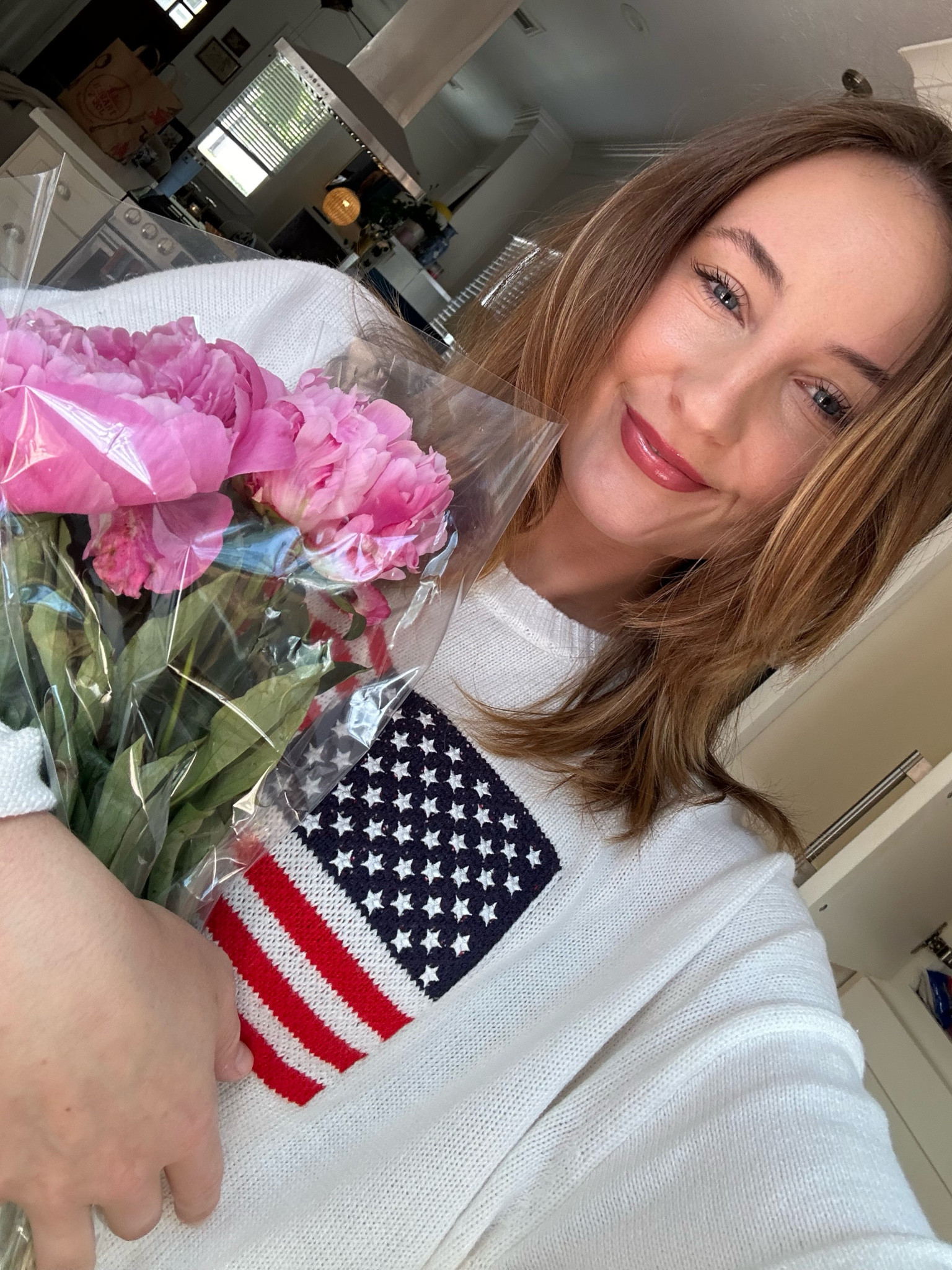 Flag sweater!!!!  I wore an XL