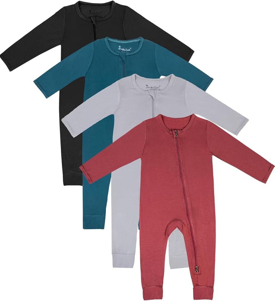 Jimonda Baby Footless Pajamas,Two Zip Closure Long Sleeve Romper,Infant Clothes Pjs 4 Pcs | Amazon (US)