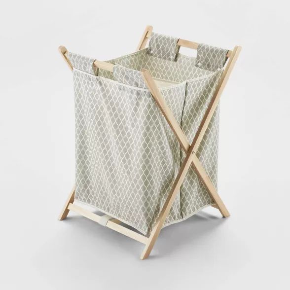 Wooden X-Frame Double Hamper Gray Diamond Print - Brightroom&#8482; | Target