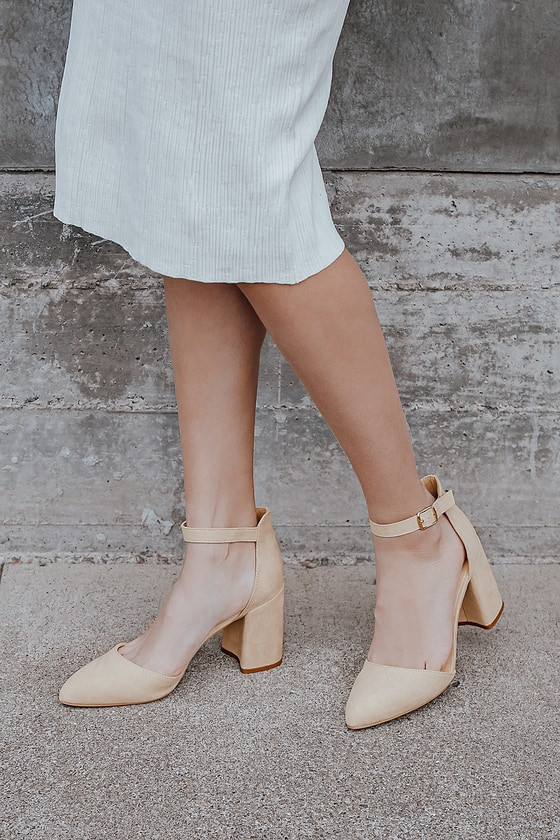 Ellarose Light Nude Suede Ankle Strap Heels | Lulus (US)