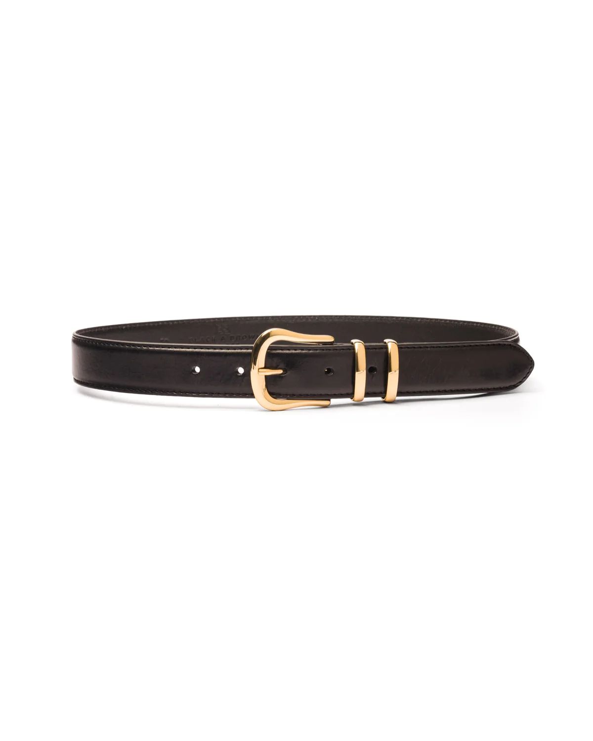 Marina II slim black leather waist belt | Black & Brown London