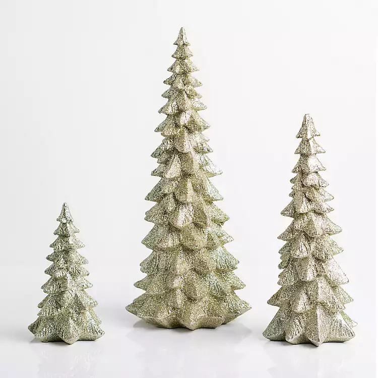 New! Champagne Glitter Christmas Trees, Set of 3 | Kirkland's Home