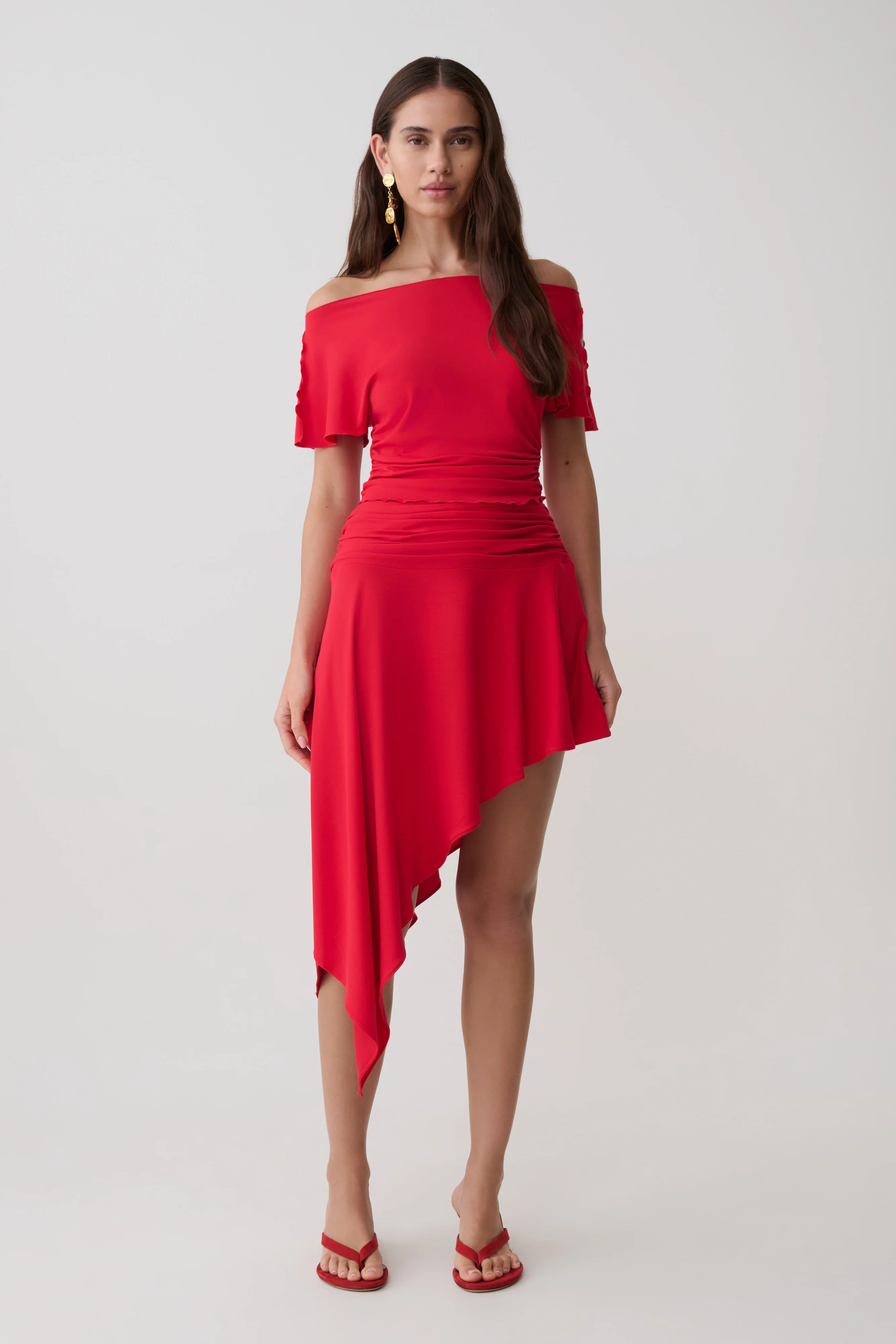Talise Modal Hankie Midi Skirt - Red | Meshki (APAC)