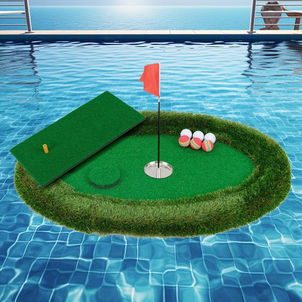 ULTIMATE Floating Golf Green for Pool, Floating Chipping Green Mat w/Hitting Mat, Golf Balls, Fla... | Amazon (US)
