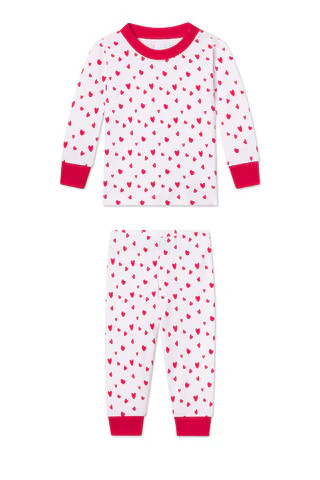 Baby Long-Long Set in Red Mini Heart | Lake Pajamas