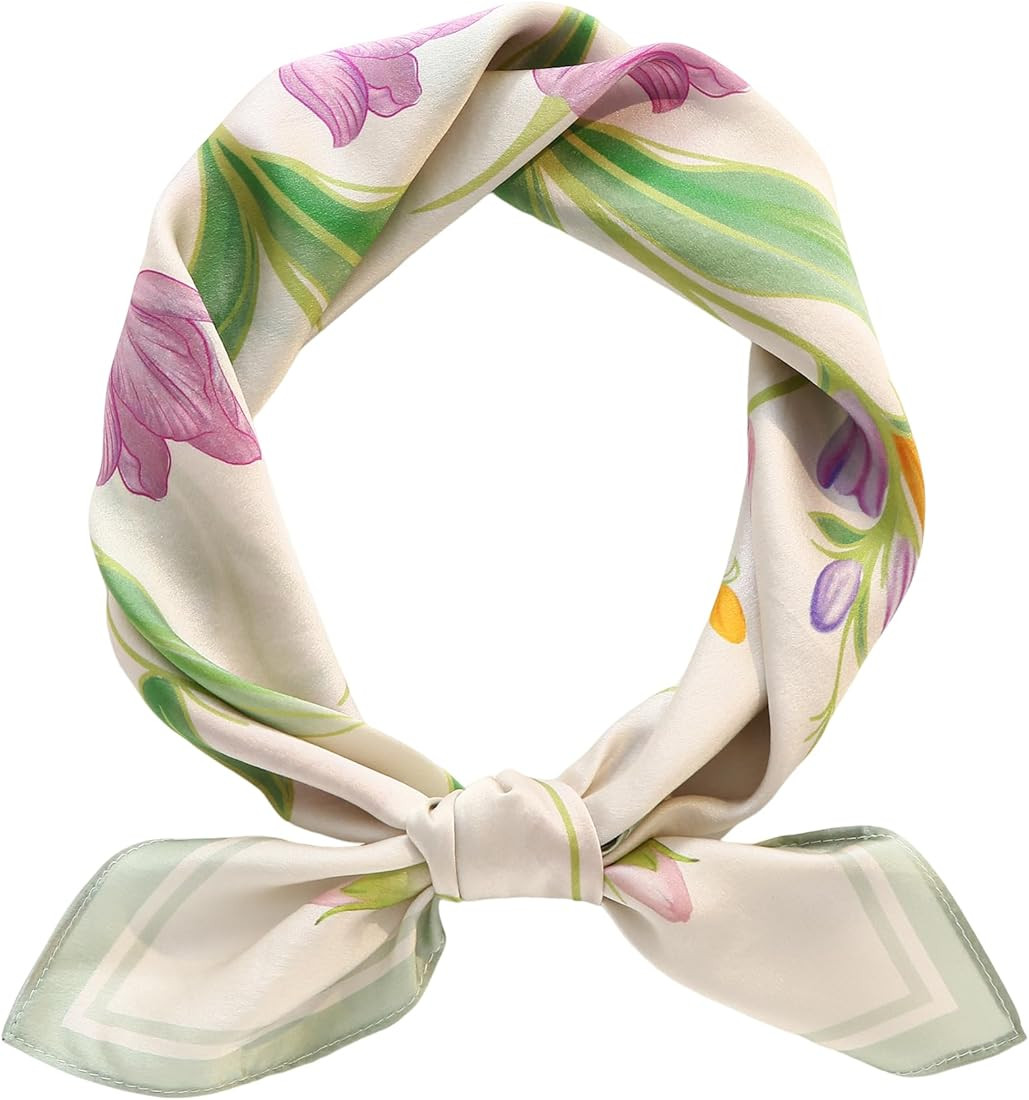 Tolzorai 100% Pure Mulberry Silk Square Hair Scarf Satin Designer For Women's High-grade 21"x21" ... | Amazon (US)