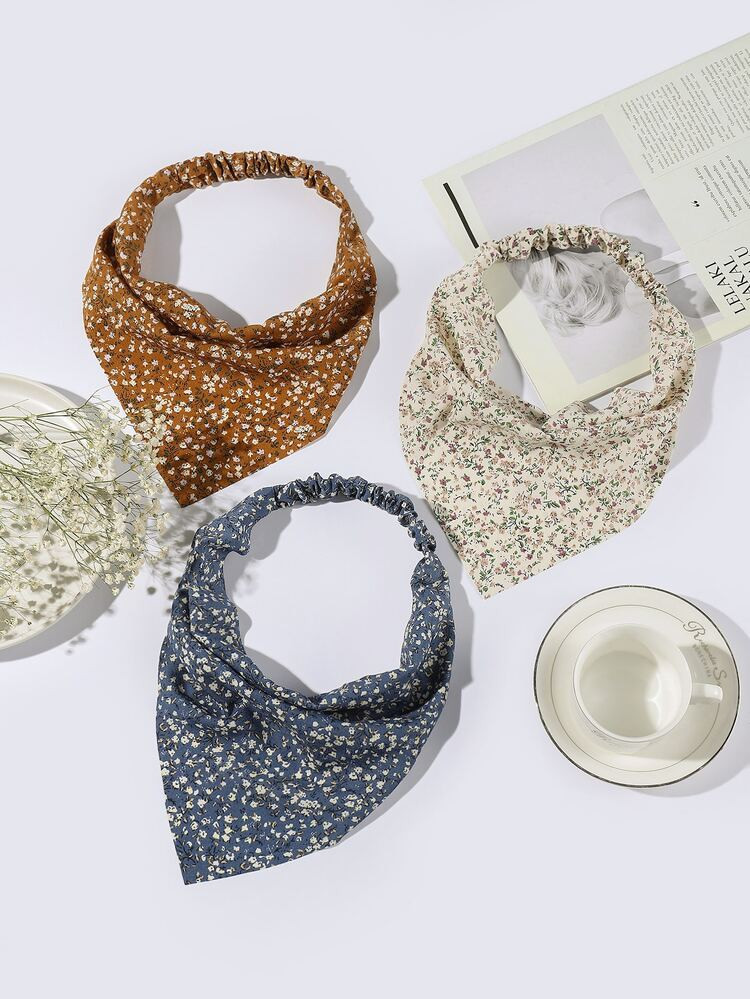 3pcs Ditsy Floral Print Kerchief | SHEIN