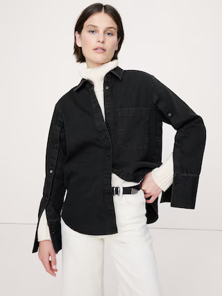 Denim Button-Sleeve Shirt | Banana Republic (US)