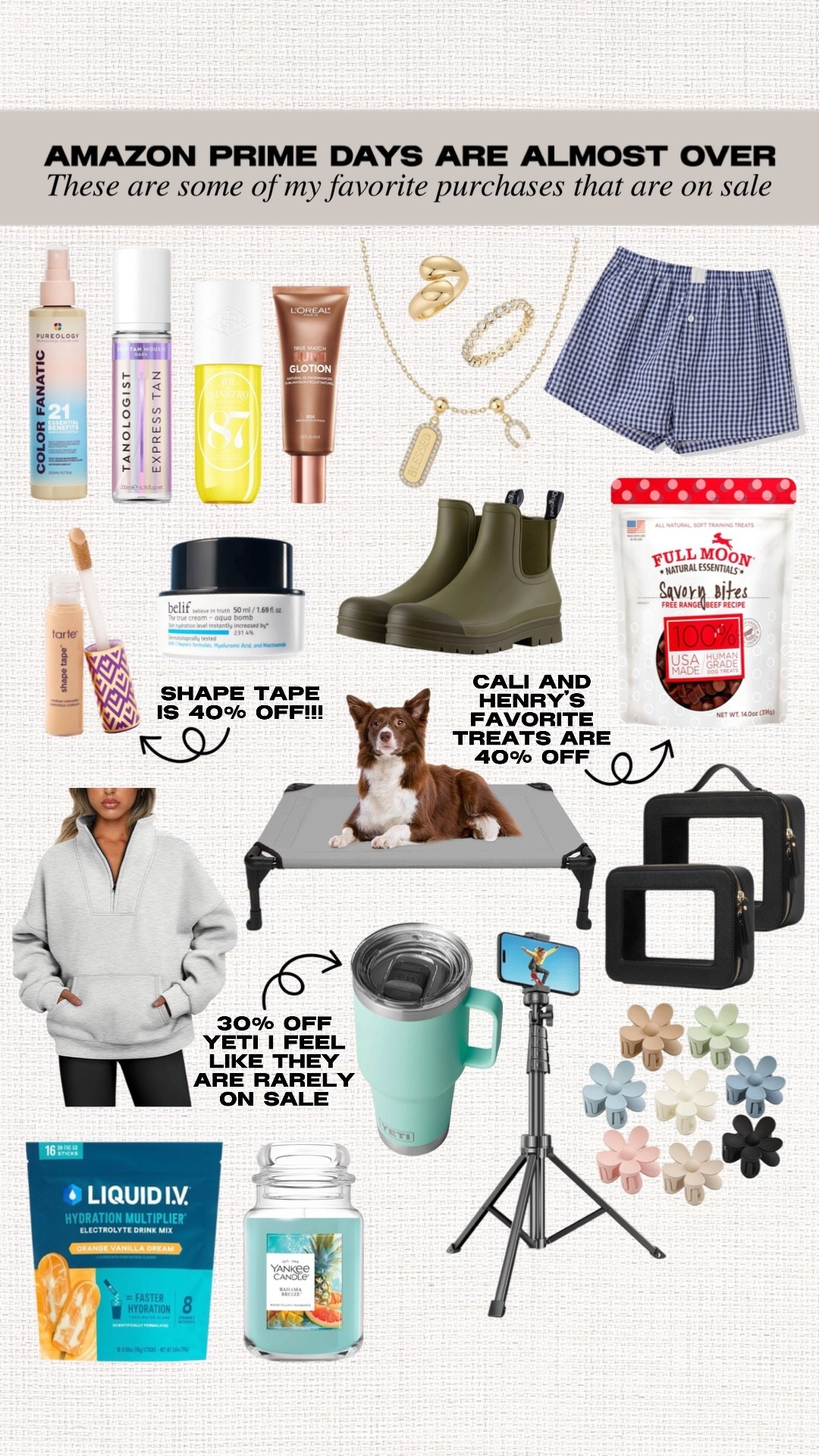 Amazon prime day deals! Purchases I’ve made that I love! Booties, yeti, makeup, skincare, summer, pet, Amazon finds, hair care, hair clips, sweatshirt, pj shorts 



#LTKSaleAlert #LTKFindsUnder100 #LTKBeauty