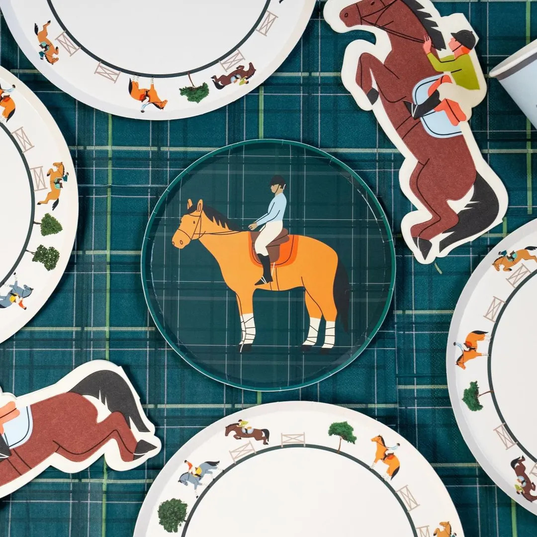 Equestrian Party Pack for 12 | Horse Pony Birthday Party Plates, Cups & Napkins | Classic Plaid | Etsy (US)