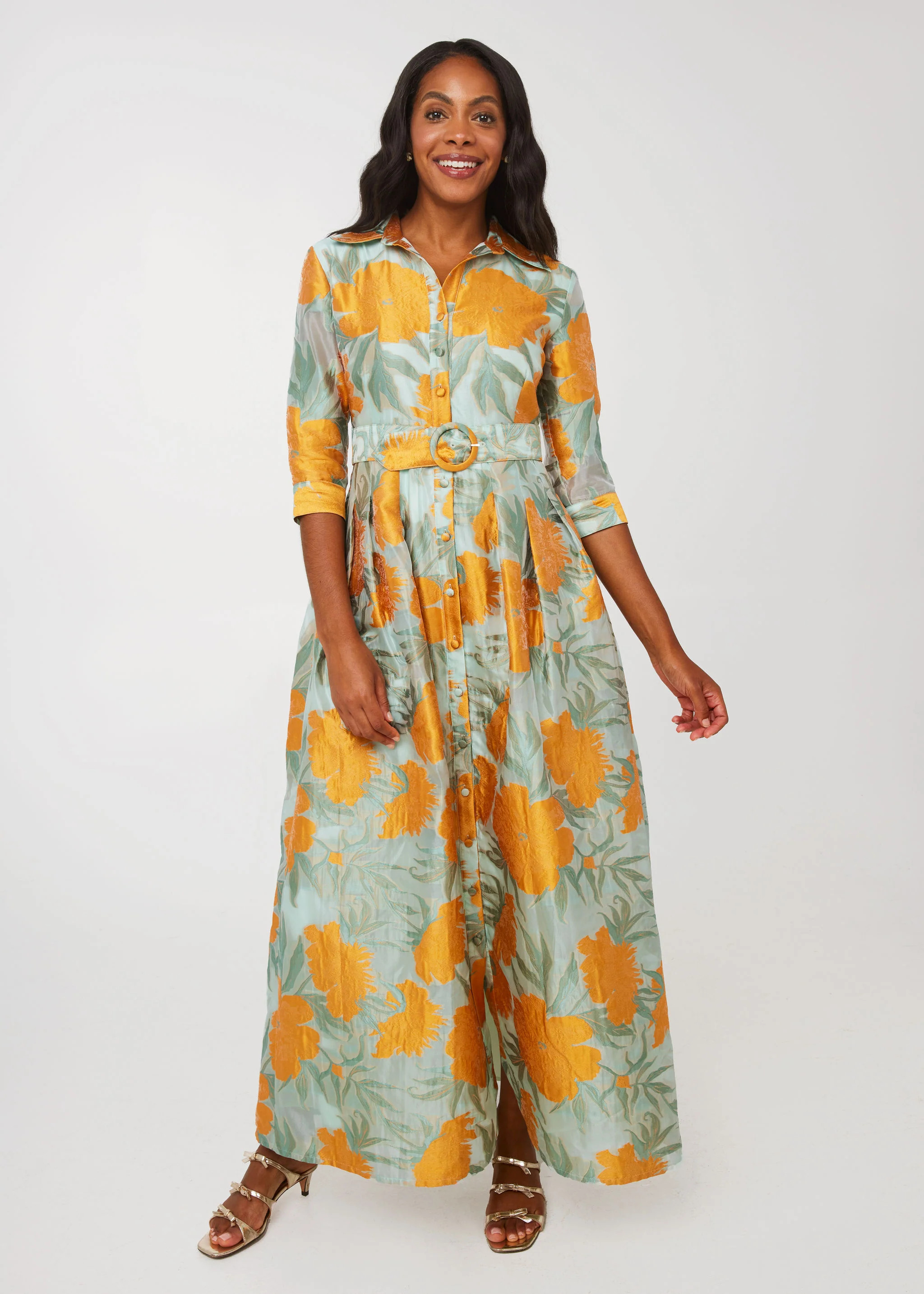 Cecilia Gown Mint Pansy Vine Organza | Abbey Glass