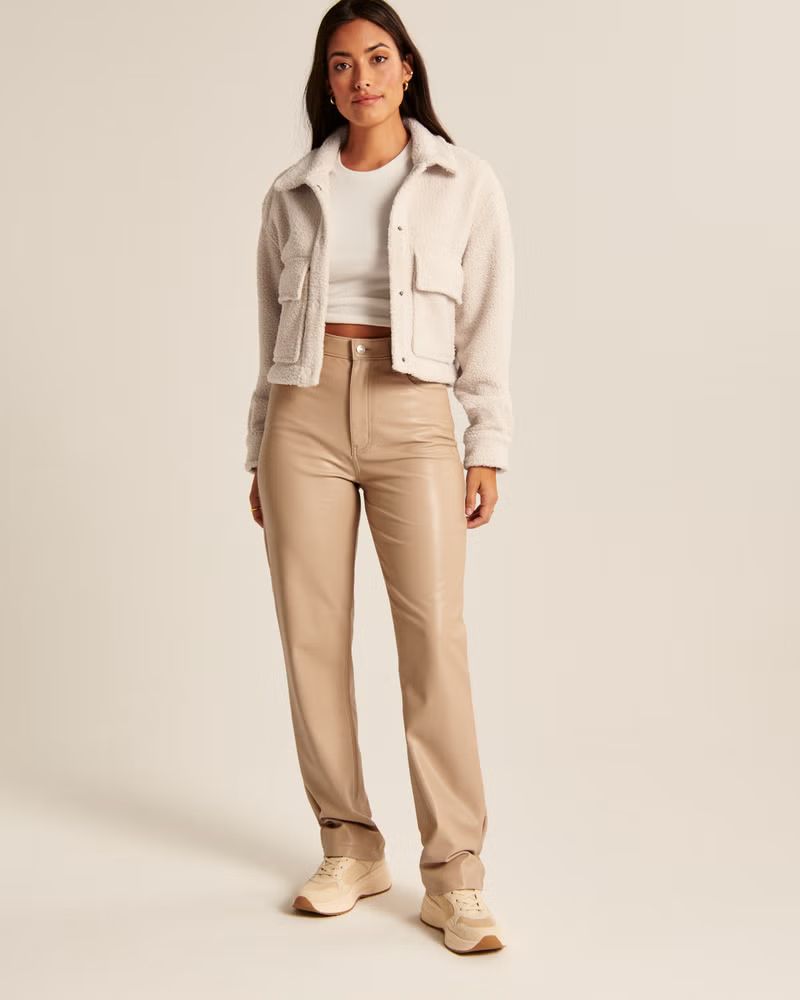 Women's Cropped Sherpa Shirt Jacket | Women's New Arrivals | Abercrombie.com | Abercrombie & Fitch (US)