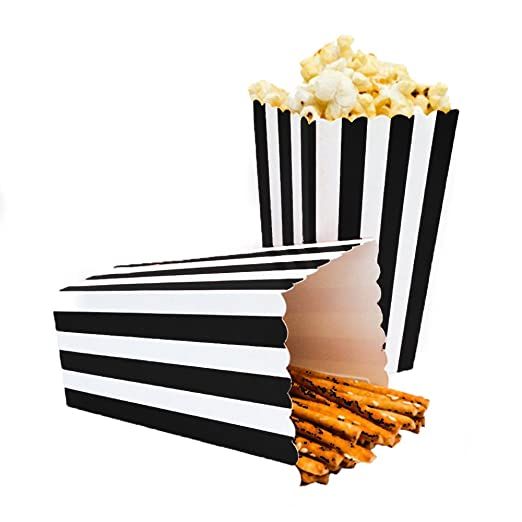 24pcs Striped Paper Popcorn Boxes for Party Favor Supplies (Black) | Amazon (US)