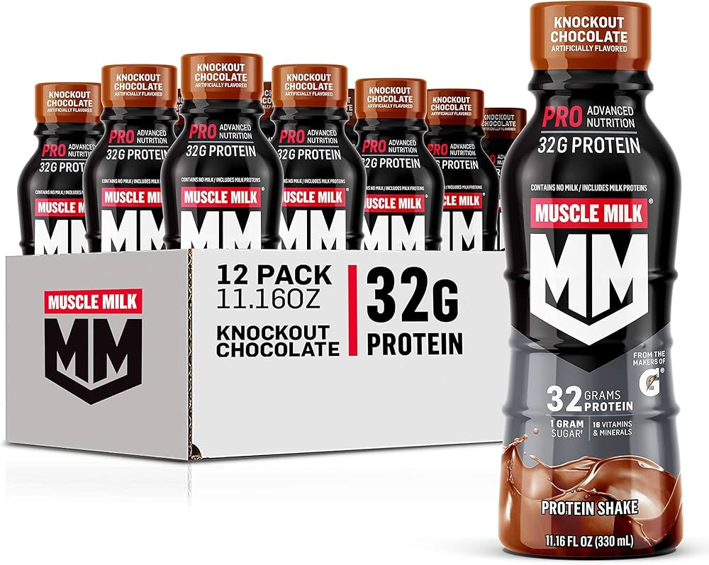 Muscle Milk Pro Advanced Nutrition Protein Shake, Knockout Chocolate, 11.16 Fl Oz (Pack of 12), 3... | Amazon (US)