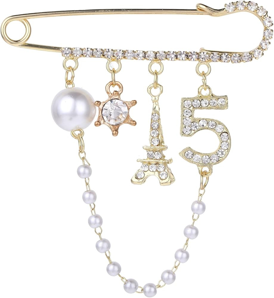 Number 5 Lapel Brooches and Pins, Designer Brooches for Women Vintage Gold Pins and Brooch Imitat... | Amazon (US)