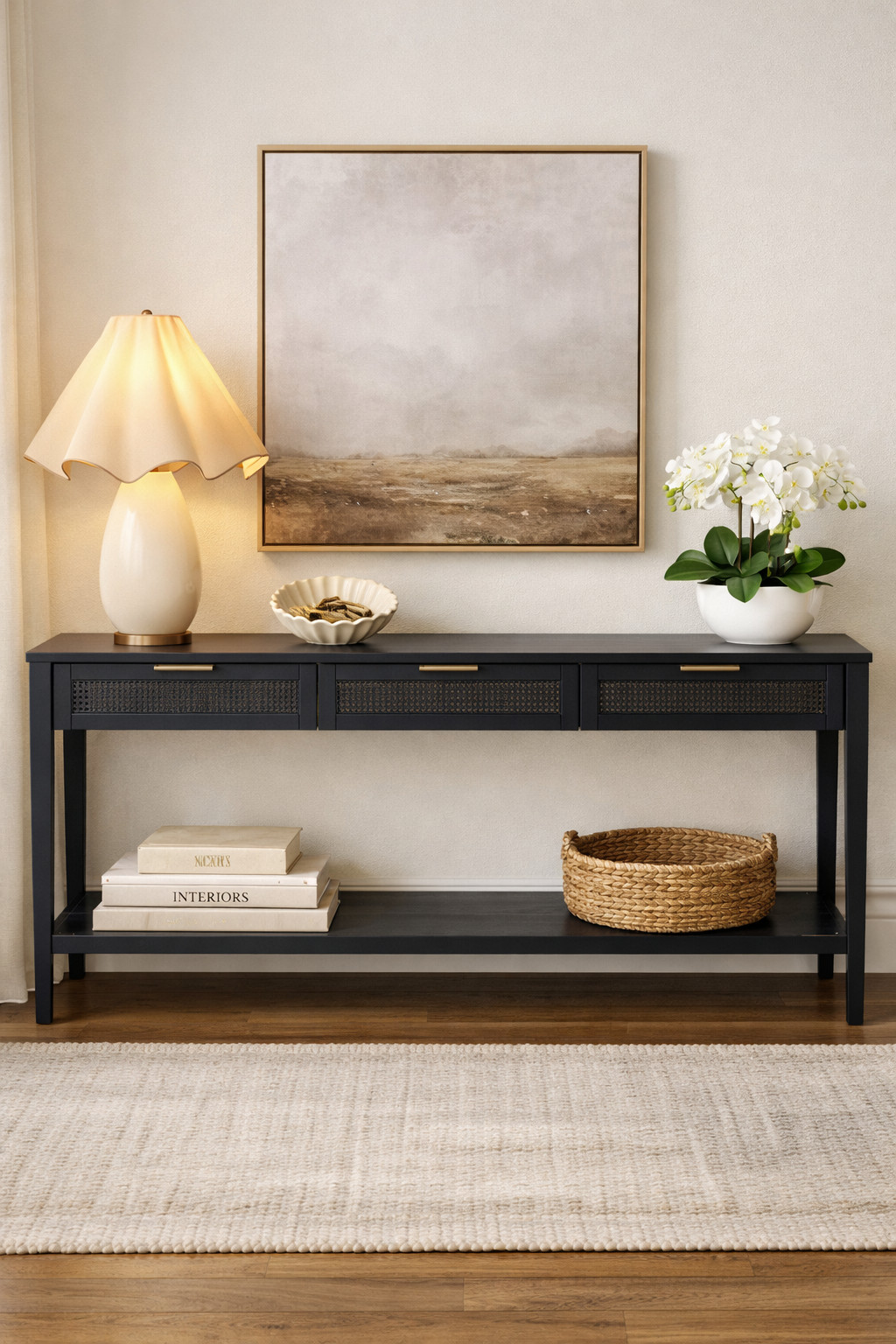 Studio McGee x Threshold Entryway Refresh 

Neutral textures. warm lighting. effortless style.

Styling our favorite Target finds to bring cozy, curated depth to your console vignette, all under $400. 

• Anchored by that woven console for instant character
• Layered art in calming neutrals for peaceful vibes
•• Textured ceramic lighting for soft, inviting glow
• Sculptural accents for elevated detail

Which piece is your favorite? 🖤 

 #StudioMcGee #TargetHome #ThresholdxStudioMcGee #EntrywayDecor #Neutrals #HomeStyle #LTKhome 

#LTKSeasonal #LTKHome #LTKSaleAlert