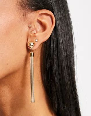 ASOS DESIGN earrings with tassel drop design in gold | ASOS | ASOS (Global)
