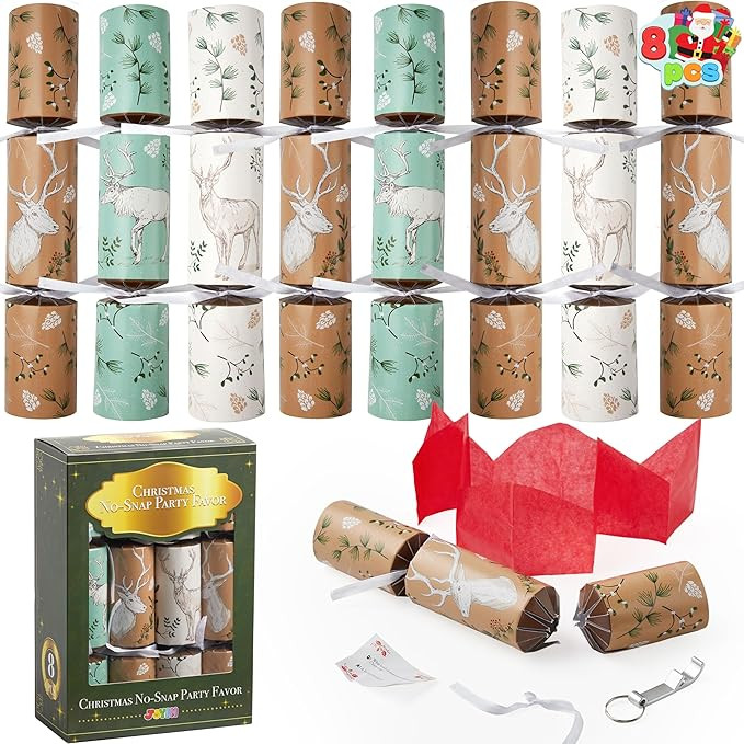 JOYIN 8 Pack Christmas Party Favor Non-Snap Party Table Favors with Reindeer Design Holiday Party... | Amazon (US)