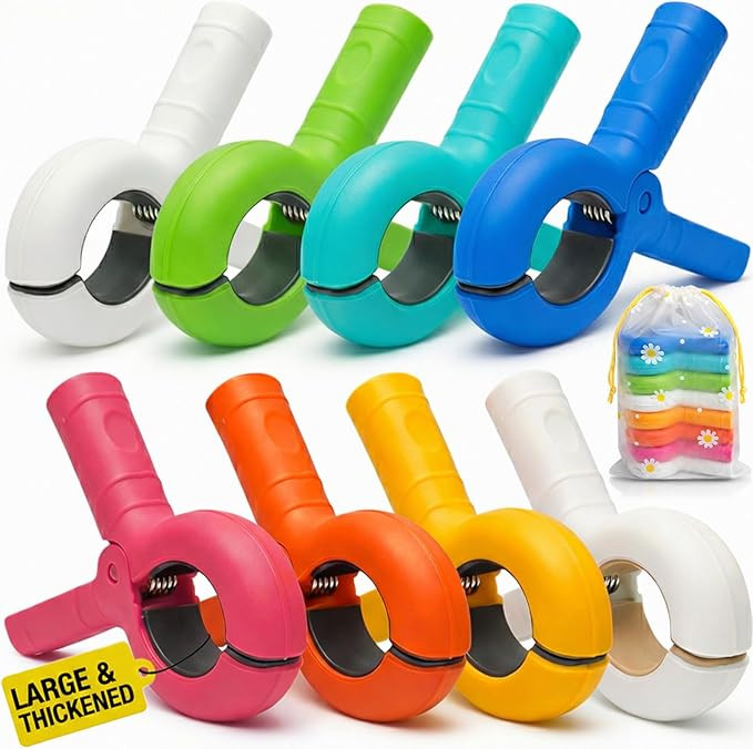 Large Beach Towel Clips for Beach Chairs, 8 Pcs Heavy Duty Towel Holder for Cruise Essentials, Cl... | Amazon (US)