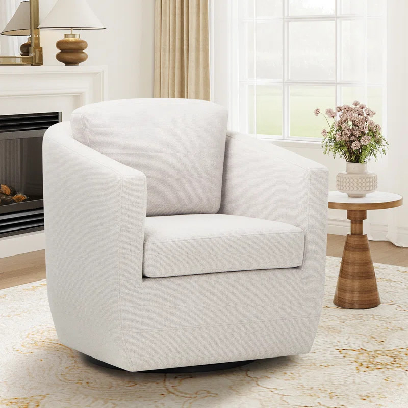 Removable Wide Fabric Upholstered Swivel Armchair Accent chair | Wayfair North America