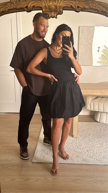 Our Sunday outfits! Brody is wearing Abercrombie premium heavyweight tee in a size large and cuts pants in a size medium. I am wearing an Amazon bubble dress in a size small & it’s so good & stretchy! Highly recommend!!

Couples outfit 
Abercrombie sale
Black dress 
Mini dress
Party dress 


#LTKStyleTip #LTKMens #LTKParties