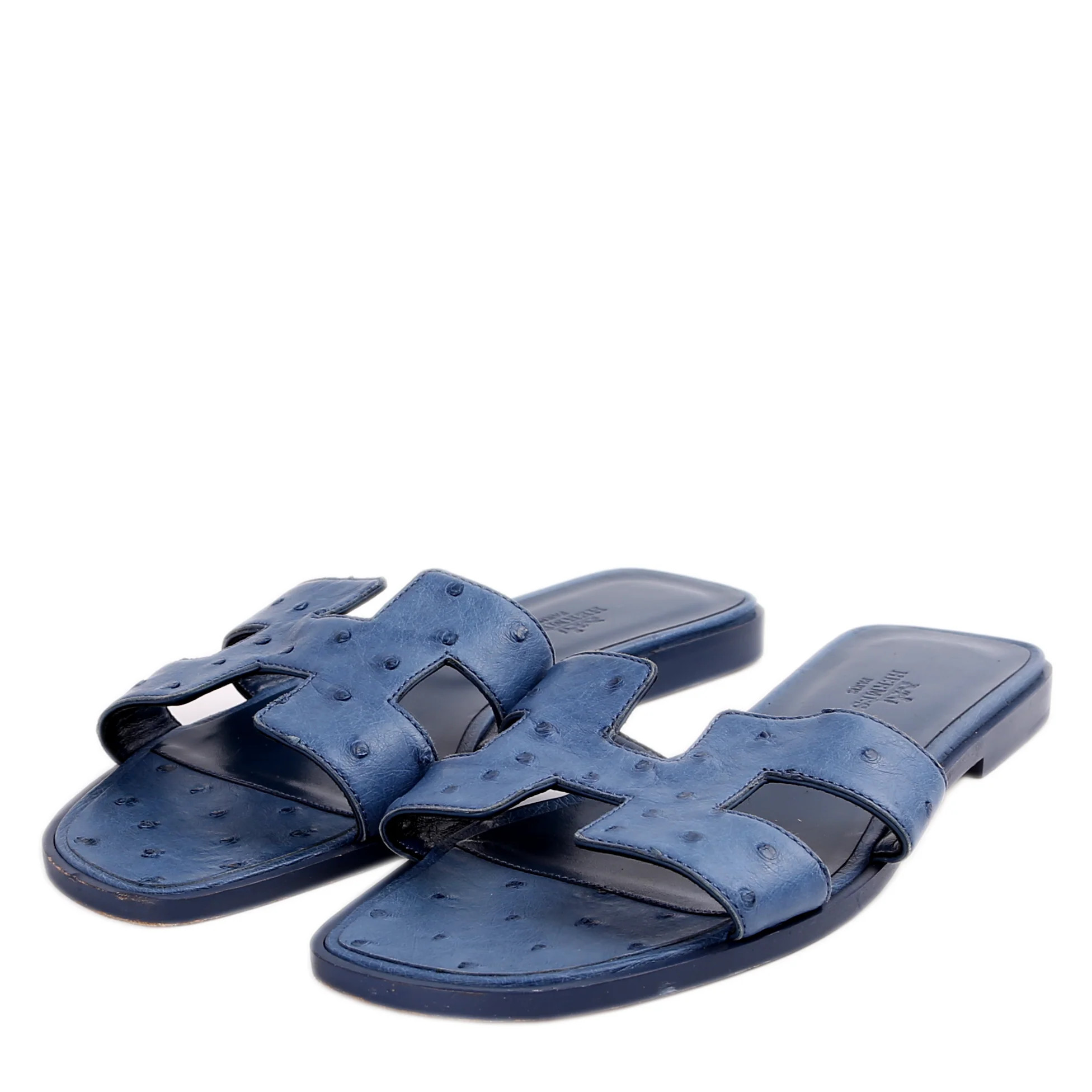 Ostrich Oran Sandals Size 38 | Keeks Designer Handbags