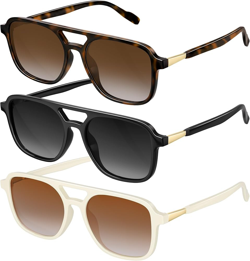 Retro Aviator Sunglasses for Women Men:Polarized Trendy Vintage 70s Rectangle Womens Shades Sun G... | Amazon (US)