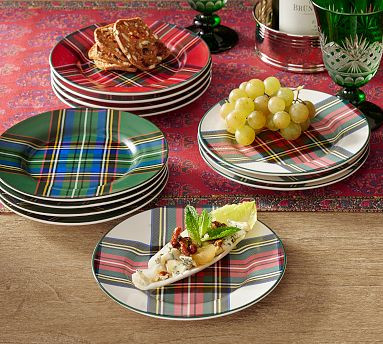 Stewart Plaid Appetizer Plates - Set of 12 | Pottery Barn (US)