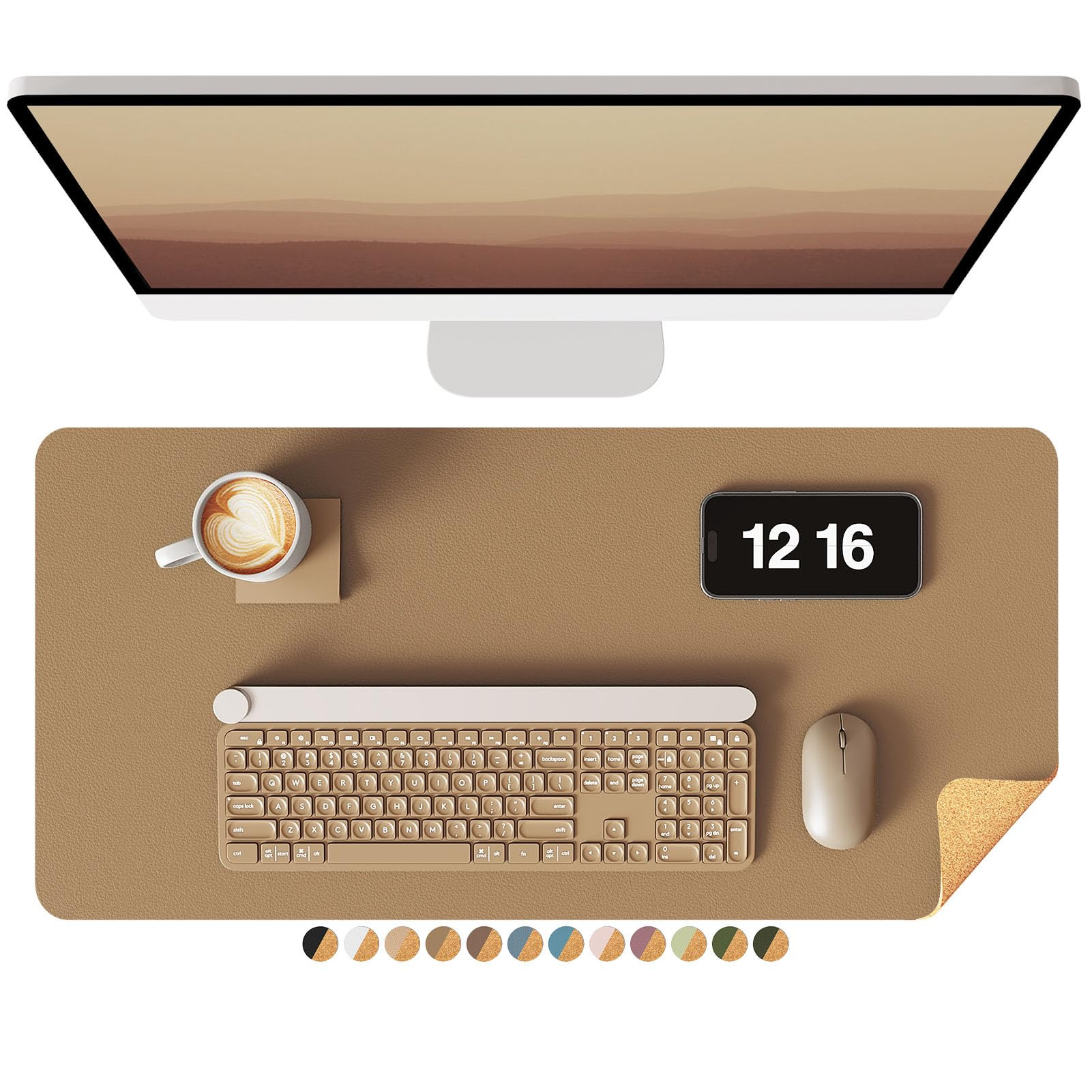 YSAGi Double-Sided Desk Pad, Leather Desk Mat, Eco Cork Desk Pad Protector, Large Mouse Pad for D... | Amazon (US)
