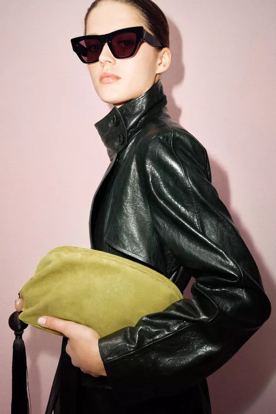 LEATHER CLUTCH WITH TASSEL | Zara US