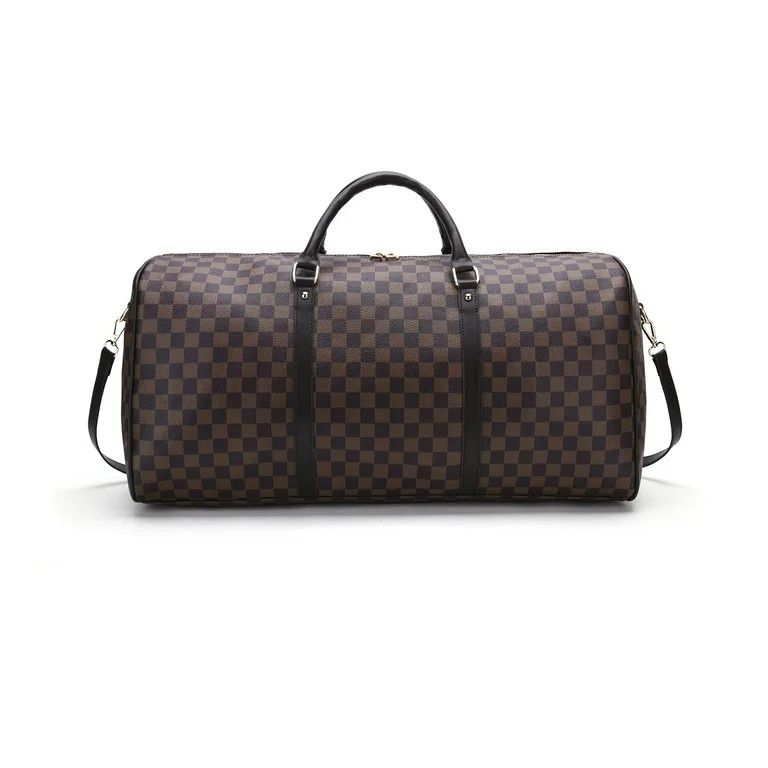 RICHPORTS Checkered Travel PU Leather Weekender Overnight Duffel Bag Shoulder tote Handbag Travel... | Walmart (US)