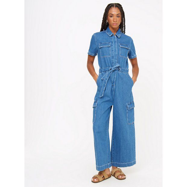Buy Mid Denim Short Sleeve Boilersuit 20 | Jeans | Tu | Tu Clothing