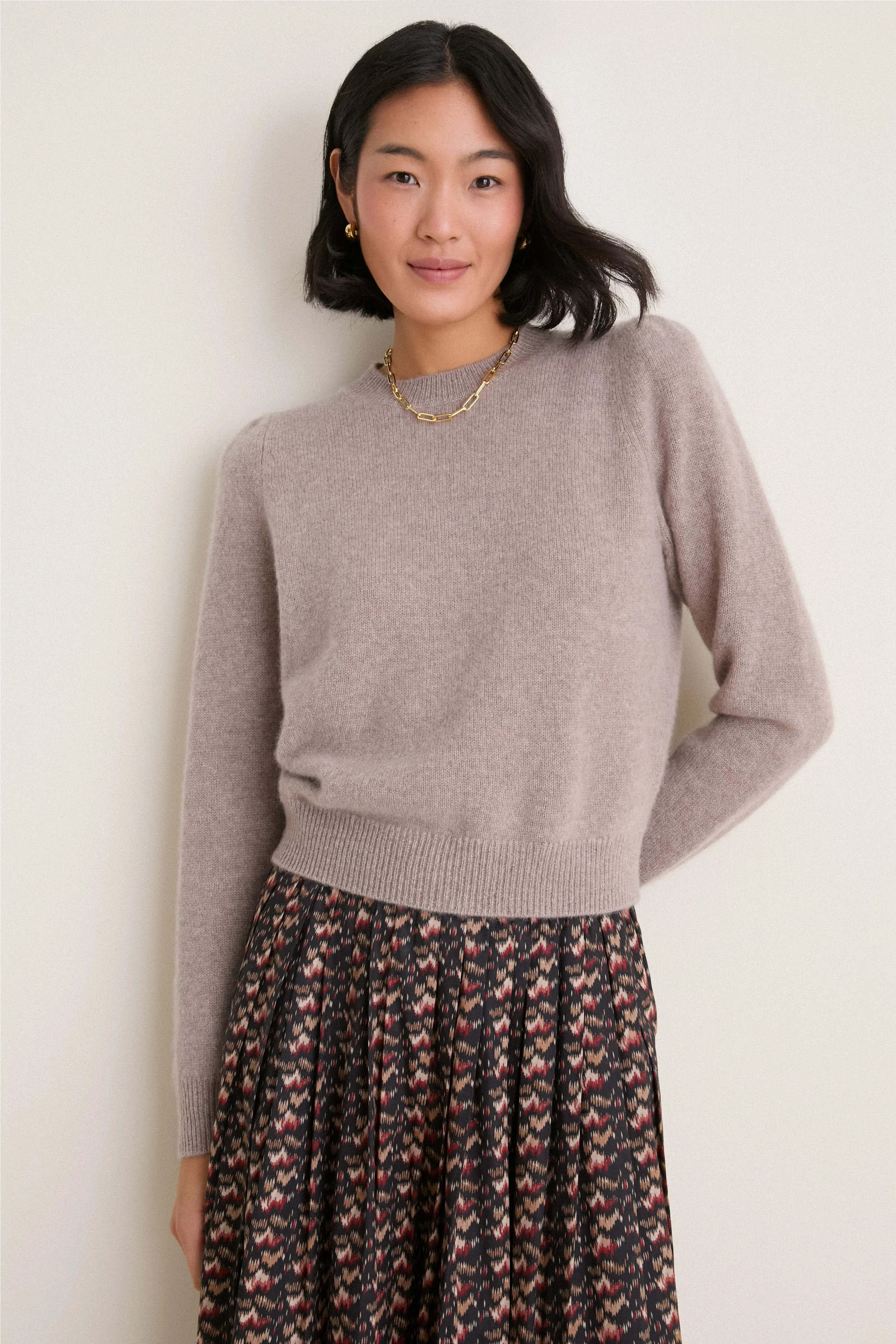 Wheat Cashmere Puff Sleeve Macy Crewneck Sweater | Tuckernuck (US)