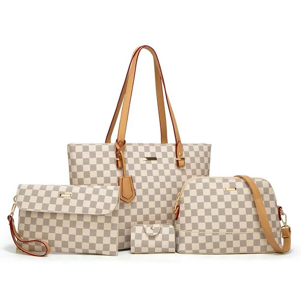 Sexy Dance 4 Pack Woman Checkered Tote Shoulders Bag,Large Capacity Travel Crossbody Bag,PU Leath... | Walmart (US)