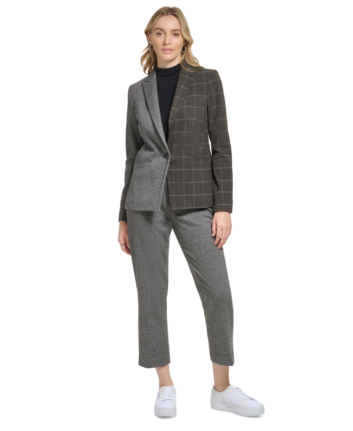 Calvin Klein Women's X-Fit Mixed Plaid Blazer | Macys (US)