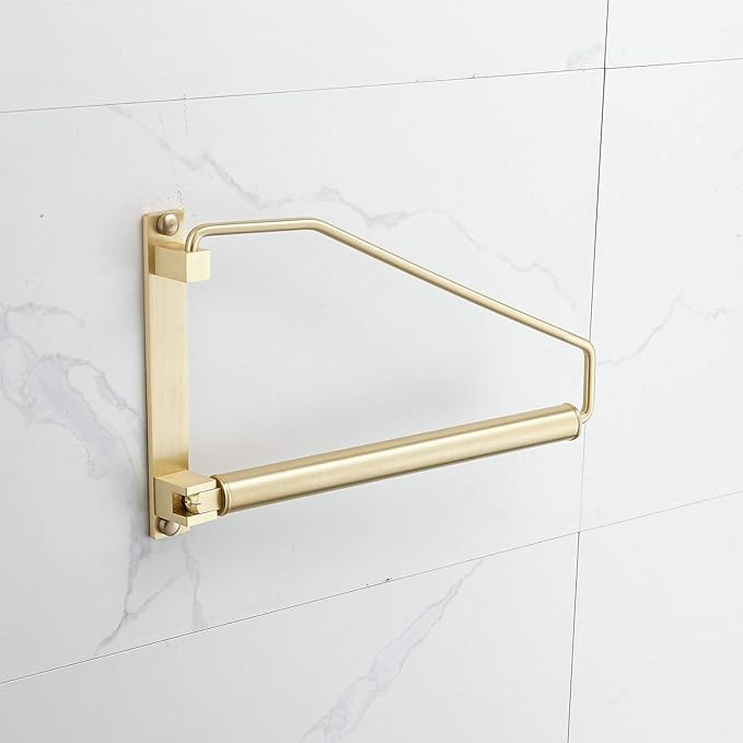 Folding Clothes Hanger Gold Brushed Drying Clothes Rack Wall-Mounted Space Saver for Laundry Room... | Amazon (US)