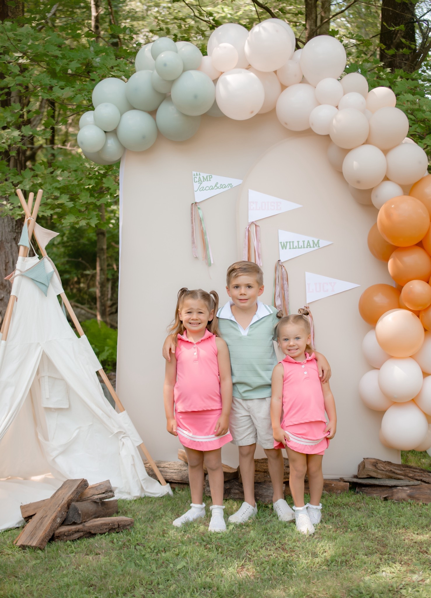 Camp birthday party, camping birthday party, sibling party, camp party, camping party, birthday party backdrop, party backdrop, balloon garland, arch backdrop

I got the girls’ outfits from SweetHoney Clothing. I linked some similar options! 

#campbirthdayparty #campingbirthdayparty #siblingbirthdayparty #partybackdrop #balloongarland 

#LTKParties #LTKFamily #LTKKids