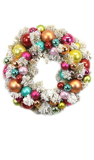Small Flocked Wreath in Gold | Revolve Clothing (Global)
