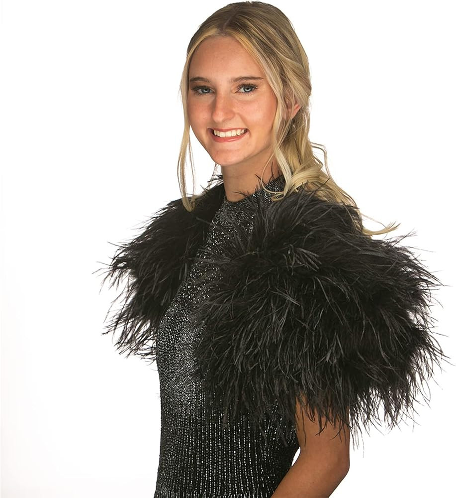 ZUCKER Ostrich Feather Shoulder Wrap - Vintage Style Bolero Wrap for Women - Wedding Shawl, Feath... | Amazon (US)