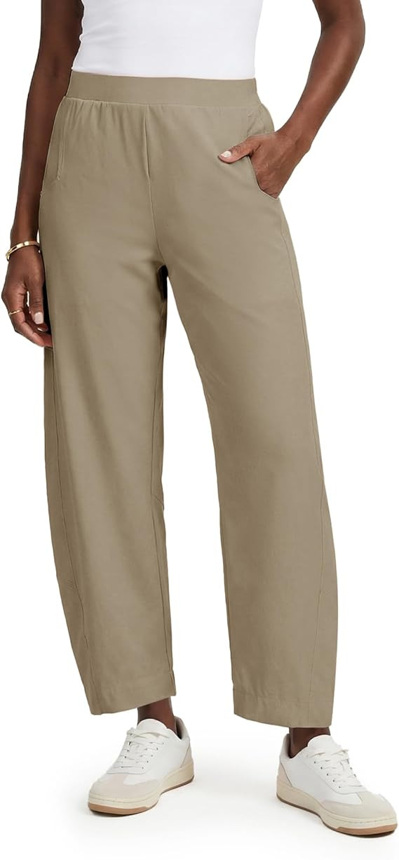 LOMON Wide Leg Barrel Pants for Women 27" Work Dress Casual Golf Loose Fit Crop Ankle Palazzo Sla... | Amazon (US)