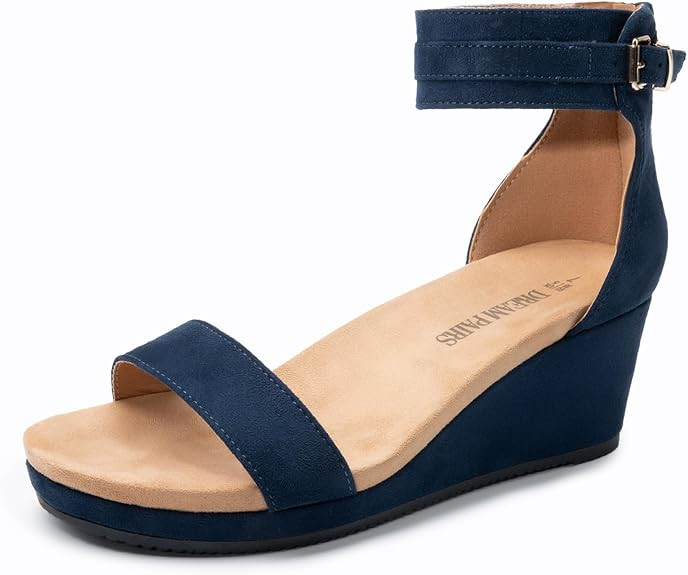 DREAM PAIRS Women's Open Toe Buckle Ankle Strap Platform Wedge Sandals Summer Shoes. | Amazon (US)