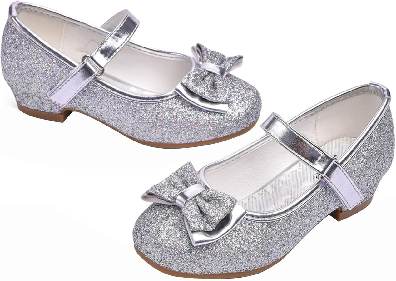 Stelle Girls Dress Shoes Glitter Princess Shoe Flower Mary Jane Low Heels Party Wedding Prom Foot... | Amazon (US)