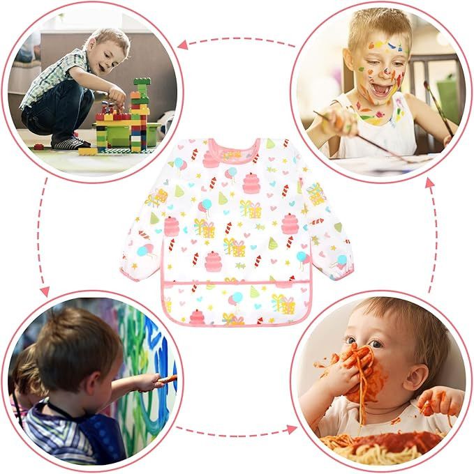 Accmor 4 Pack Long Sleeve Baby Bibs, Waterproof Sleeved Bib, Toddler Soft Bib for 6-36 Months | Amazon (US)