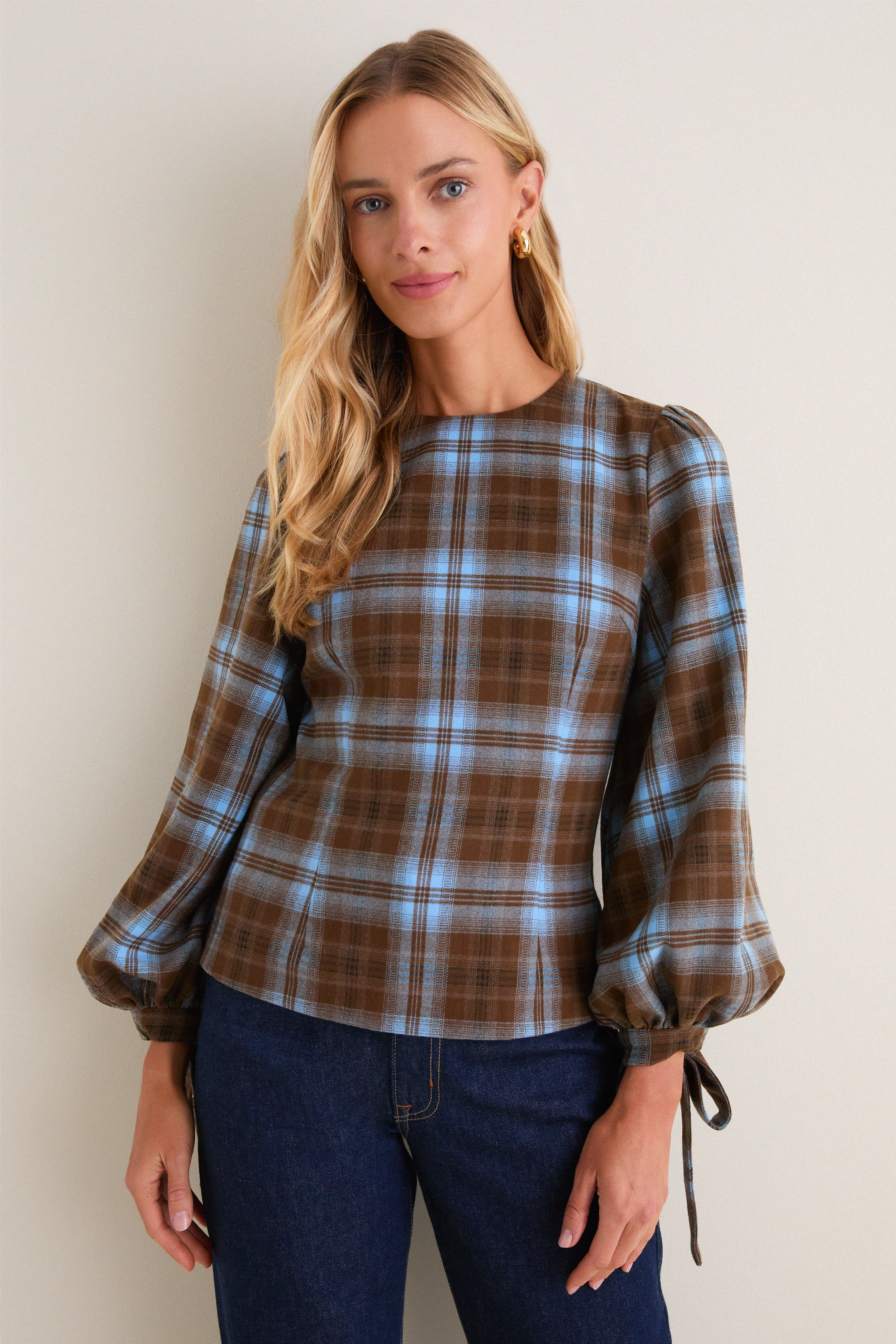 Chocolate Sky Plaid Ellery Blouse | Tuckernuck (US)