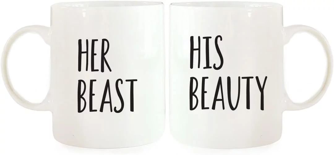 CTDream 11oz. Ceramic Coffee Mugs Valentine's Day Wedding Anniversary Couples Gift Set, His Beaut... | Walmart (US)