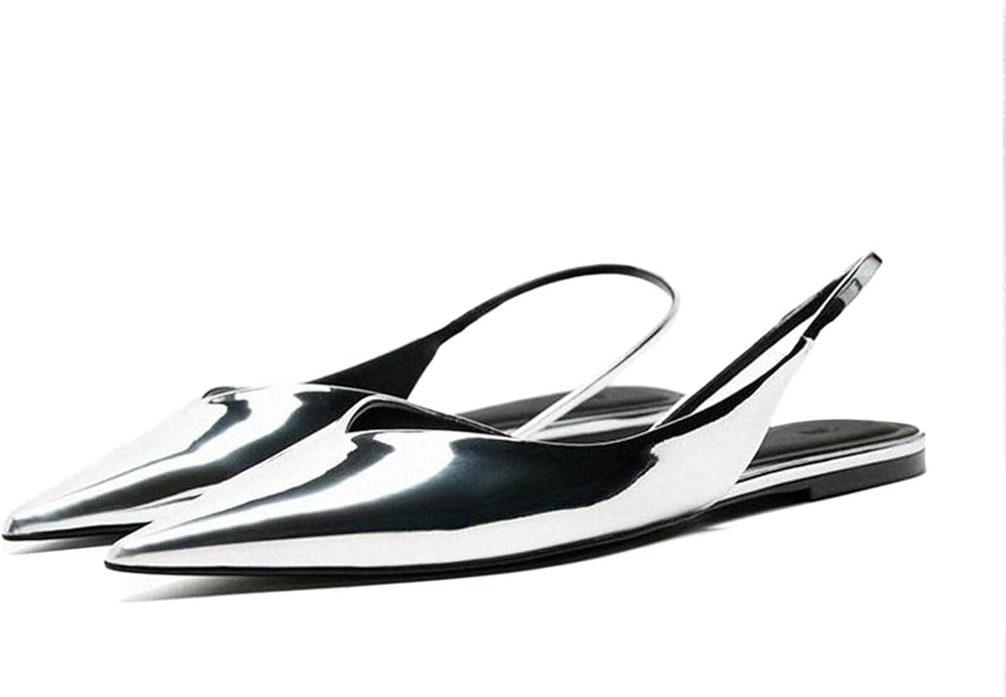 DREAMCIA Slingback Pumps Shoes Metallic Silver Shoes for Women with Pointed Toe | Amazon (US)