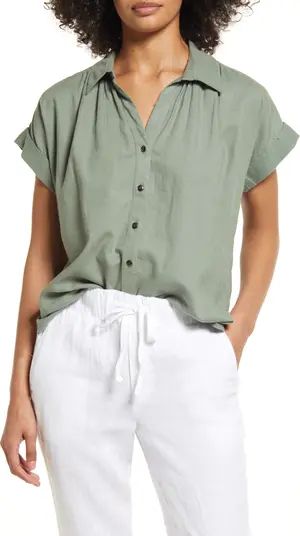 Linen Blend Camp Shirt | Nordstrom