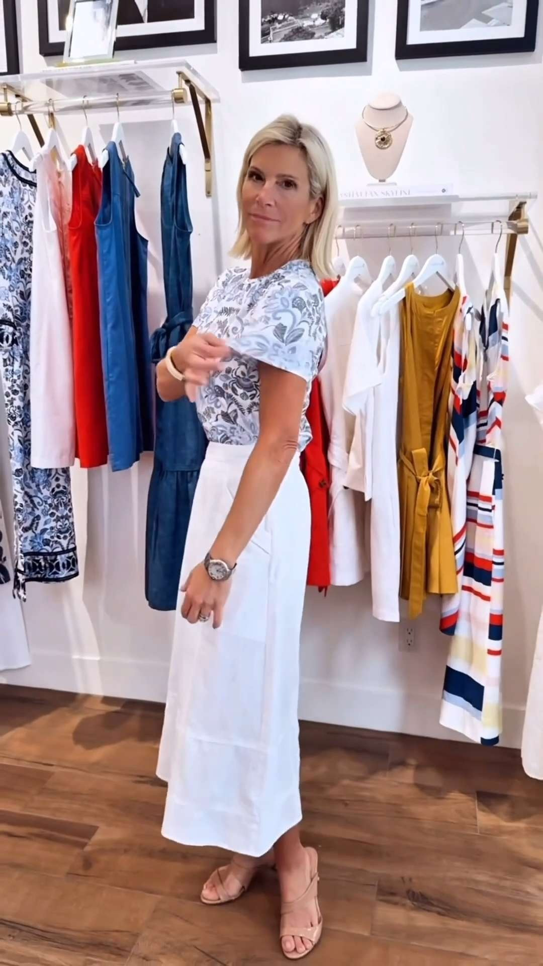 Elevate your summer wardrobe with this timeless blue-and-white outfit featuring a printed top and a crisp white skirt. 

 #LTKootd #LTKSeasonal #LTKOver40